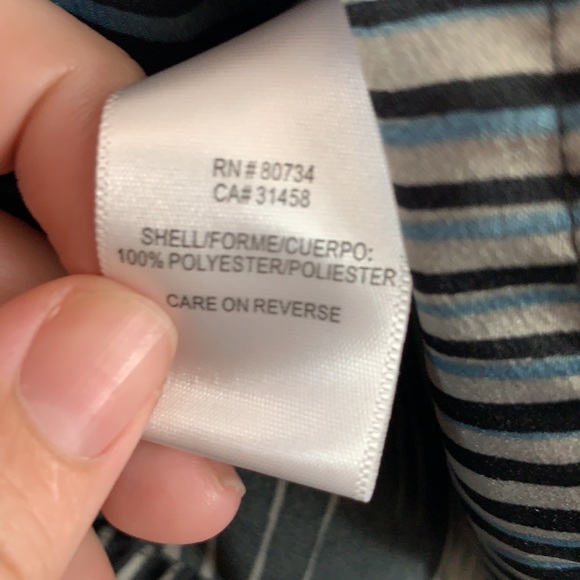 BCBGeneration Womens Blouse 3/4 Sleeve Blue Tan Black Flowy Arms 3/4 Button up S - Picture 4 of 9